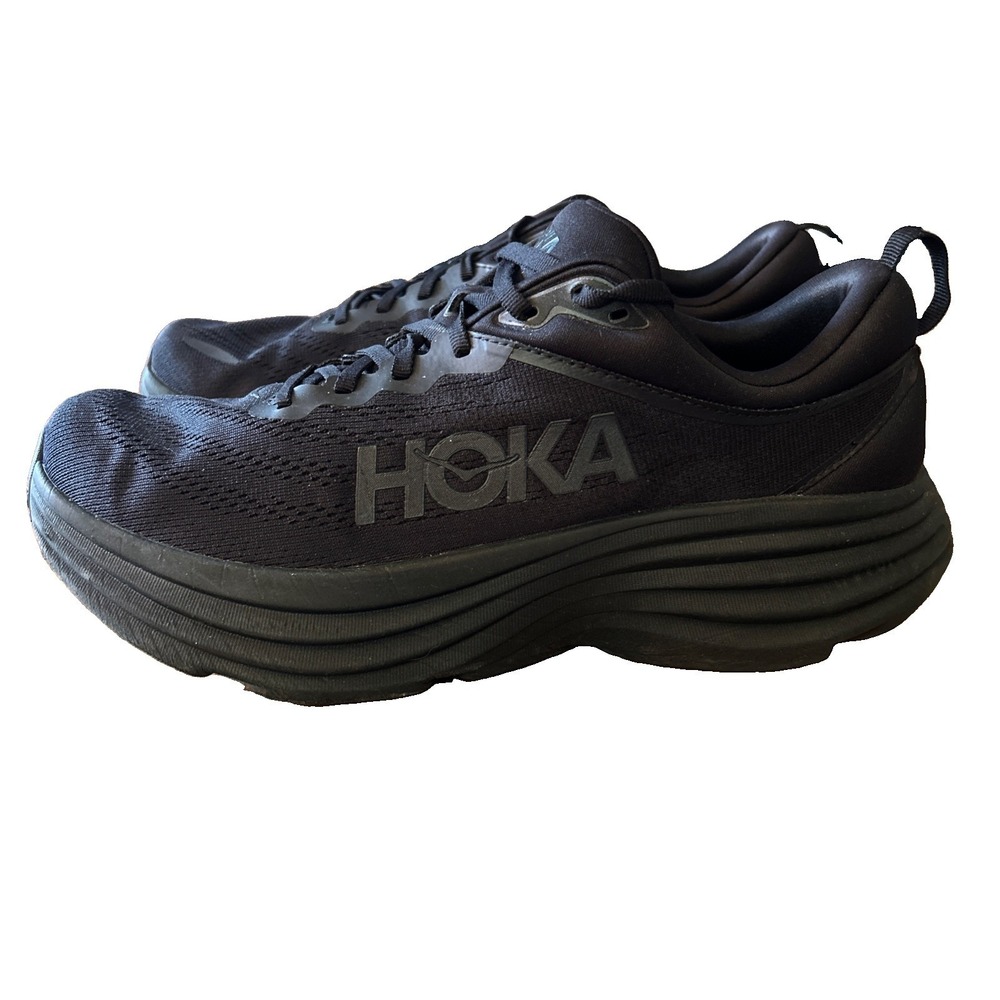 Hoka Mens Bondi 8, Black/Black, Mens Running Shoes-US 10D No Insoles